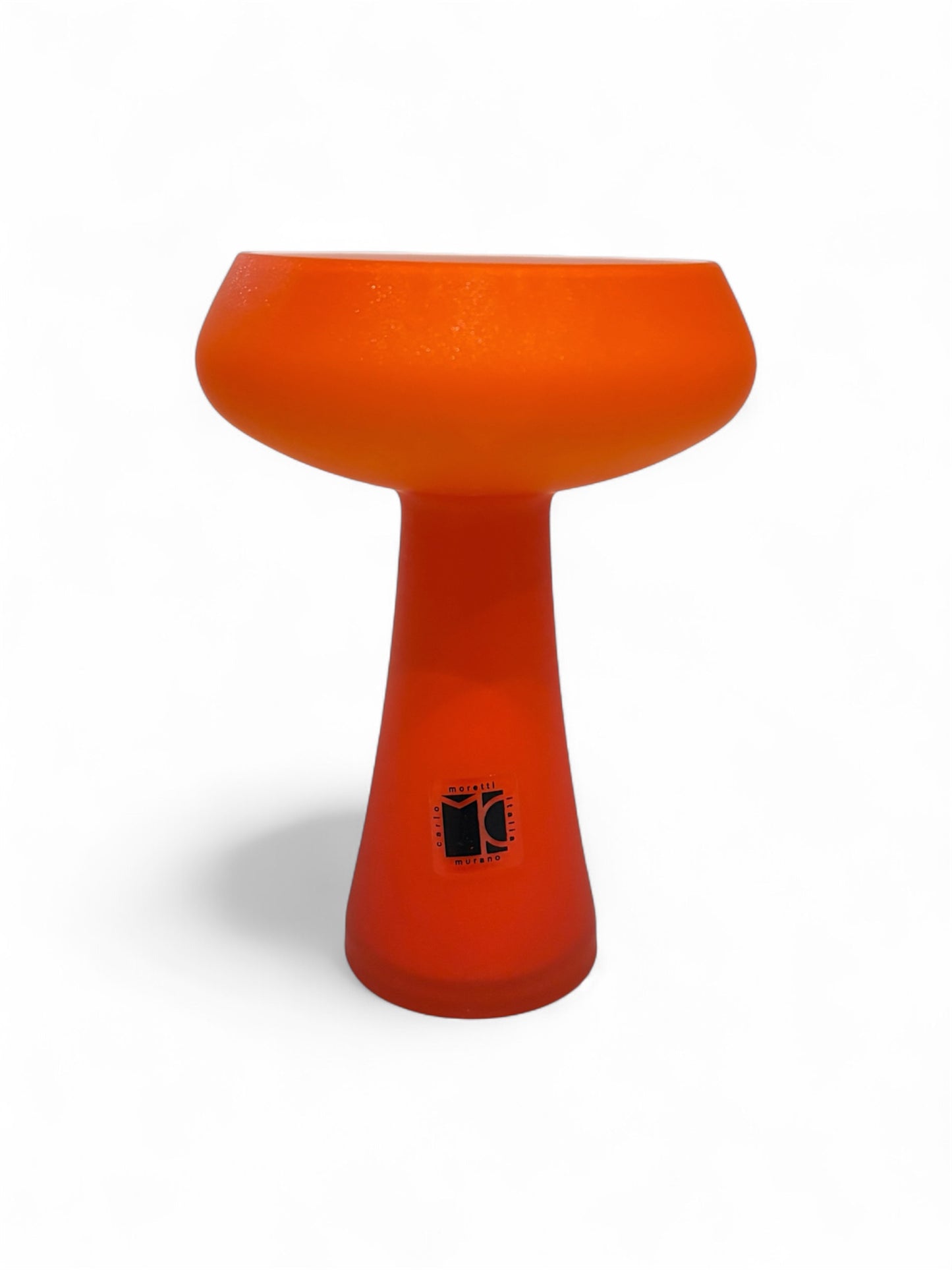 Carlo Moretti Satinato Murano Glass Vase – Orange Cased Glass – Space Age Design, 1970s